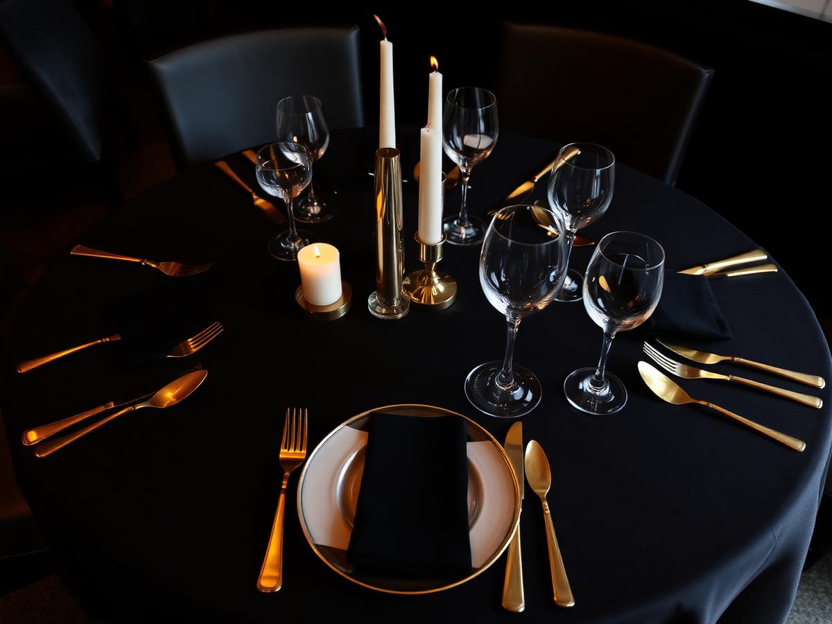 Table setting with gold cutlery
